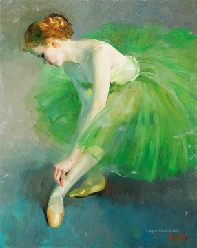ballet dancer in green Oil Paintings